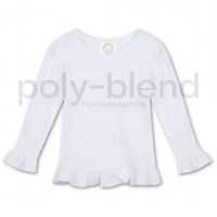 IMPERFECT *Sublimation Blanks* Blank Girl's Long Sleeve Ruffle Tee Shirt - Poly Blend
